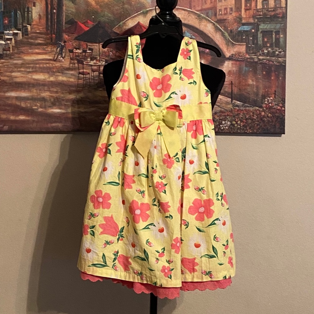 Flower yellow & coral dress